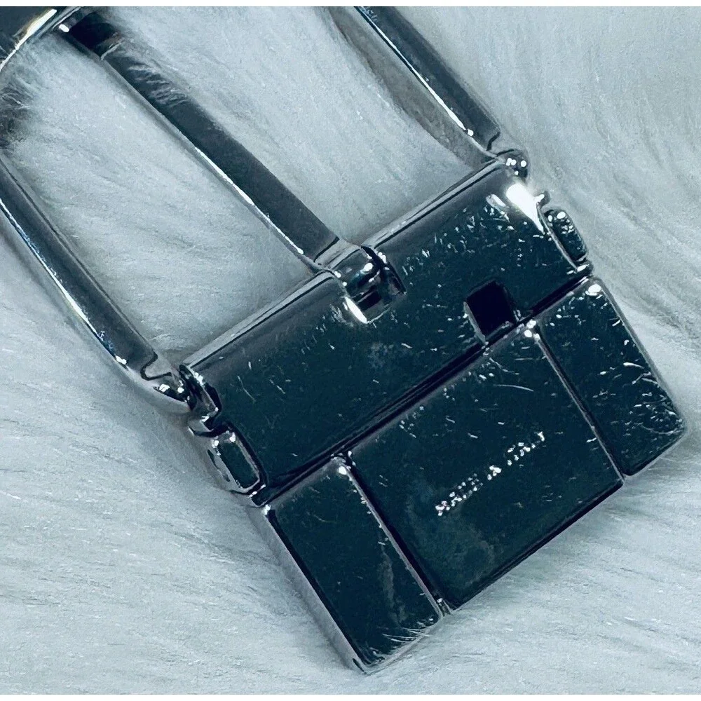 Ermenegildo Zegna Reversible Belt Palladium Black Smooth Textured Men’s Size 32